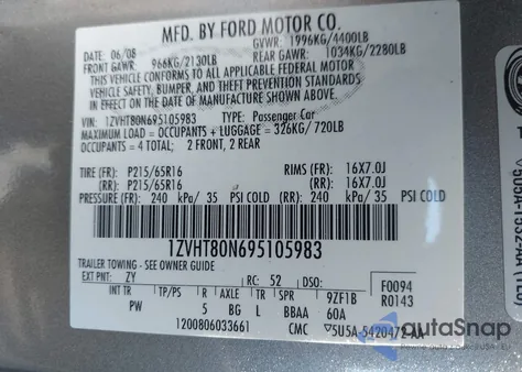 2009 Ford Mustang V6/V6 Premium z USA, uszkodzony, nr VIN 1ZVHT80N695105983